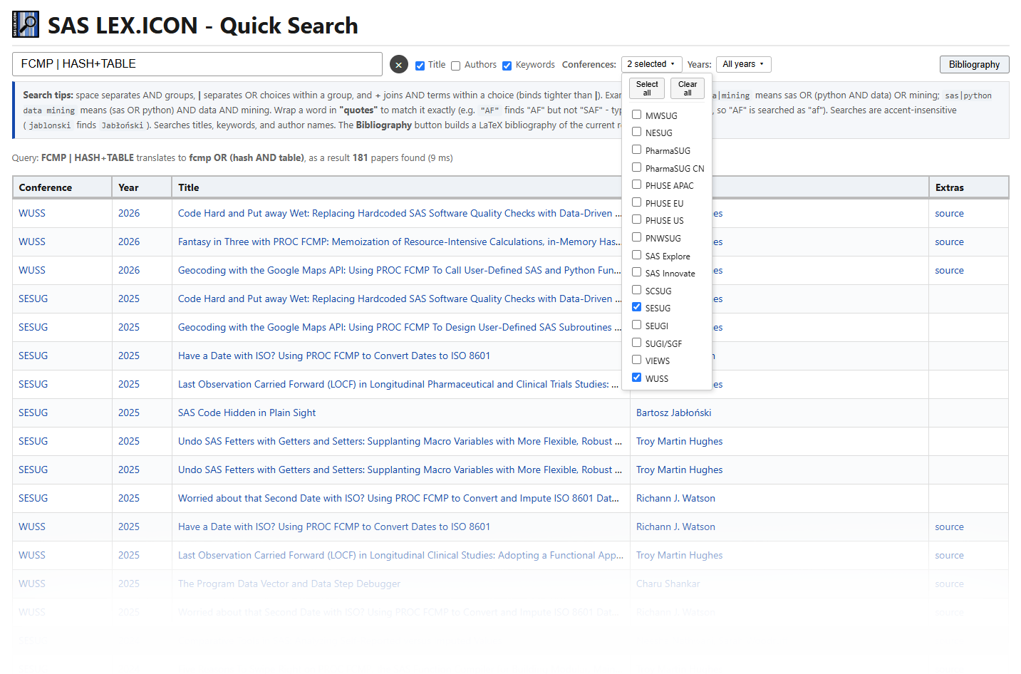 screenshot-quick-search.png - a quick search with its results table